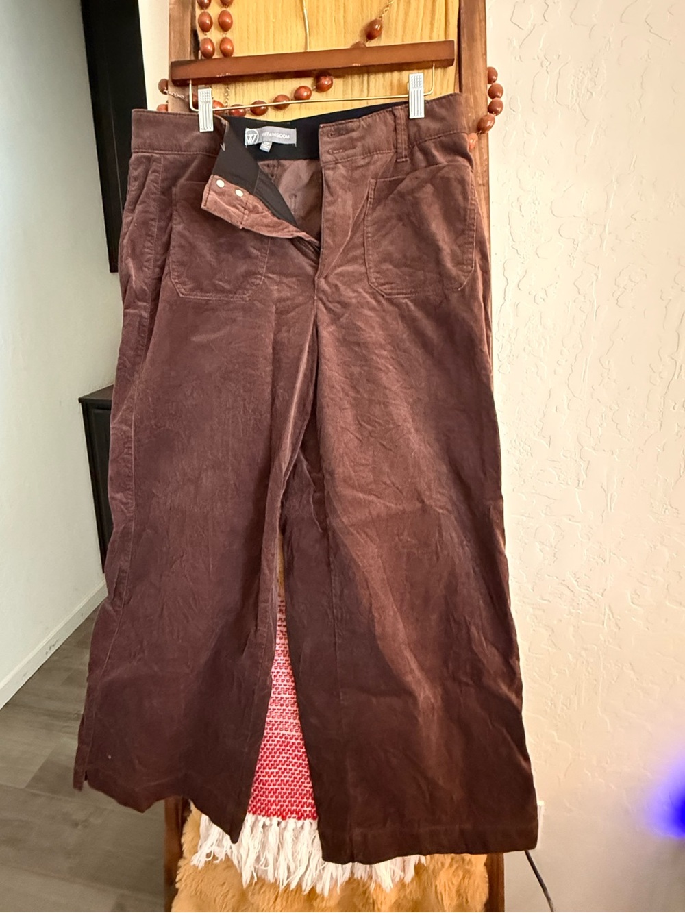 Women High Rise Brown Corduroy Pants